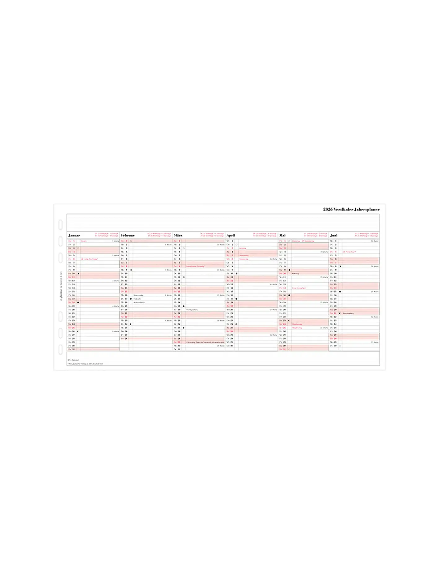 FILOFAX | Kalendereinlage Jahresplaner deutsch A5 2026 | 